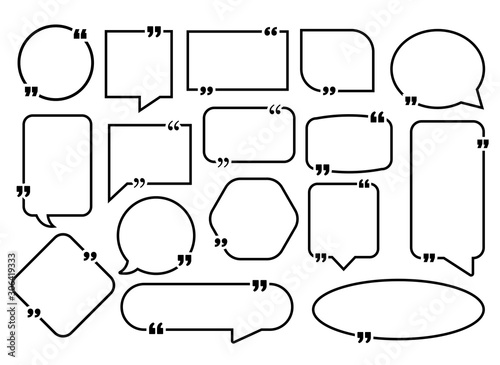 Speech bubbles with quote marks. Vector illustration