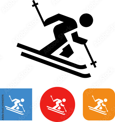Alpine Skier Telemark Vector Icon