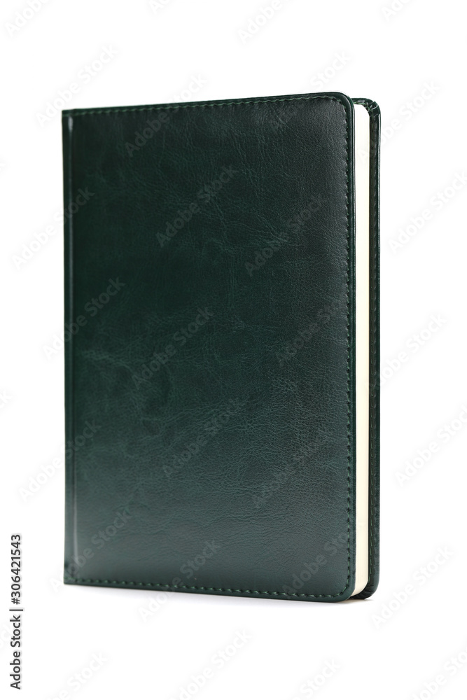 Green diary isolated on white background Green diary isolated on white background