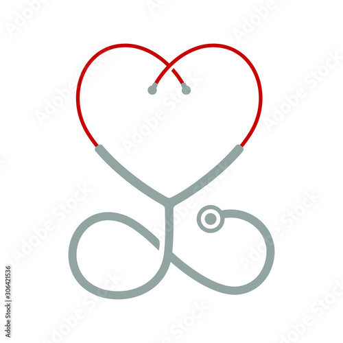 Stethoscope and heart line icon. linear style sign for mobile concept and web design. Heart check outline vector icon. Medical healthcare symbol, logo illustration. Vector graphics