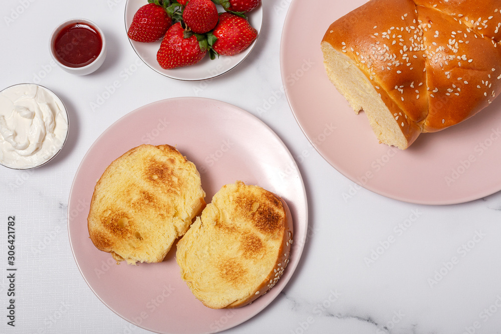 sliced brioche bread homemade with butter sliced brioche bread homemade with butter