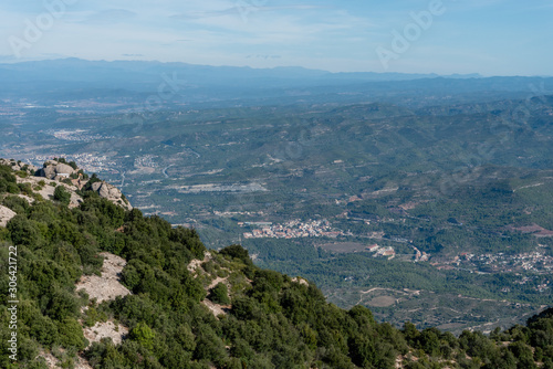 Scenic aerial Montserrat vista near Barcelona, Catalonia