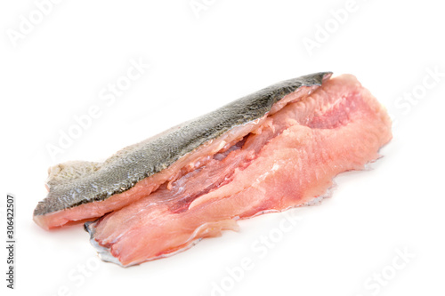 raw fish fillet on a white background