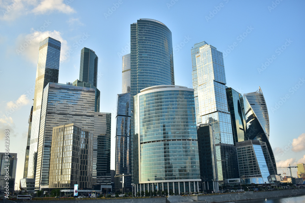 High-rise buildings located in the business center of Moscow City