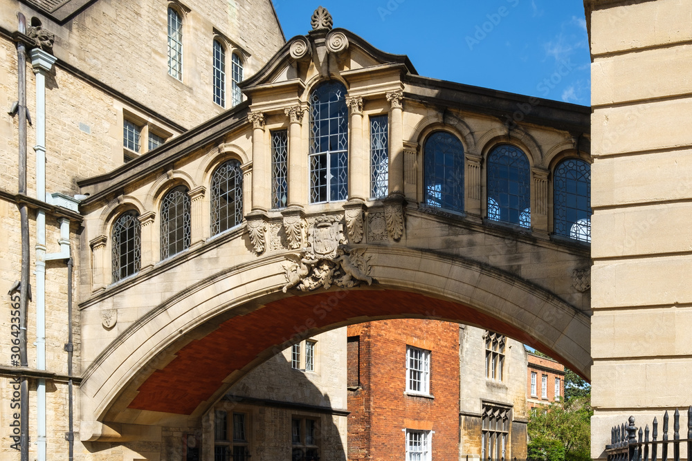 The Bridge of Sighs at the city of Oxford in England