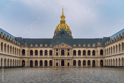 Les Invalides hospital inside courtyard. Les Invalides is the burial site for Napoleon Bonaparte.