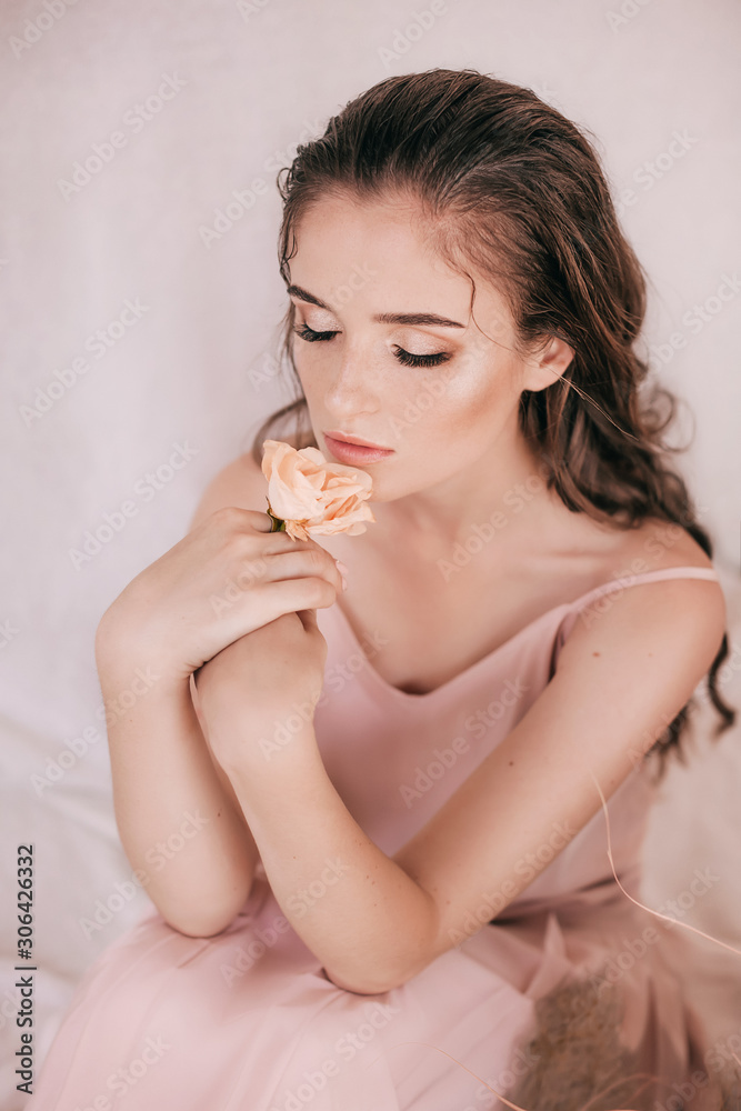 Portrait of beautiful girl with flowers Portrait of beautiful girl with flowers