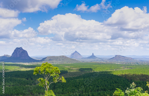 Australian lanscape  across flat expansive Queensland from Wild Horse Mountain lookout