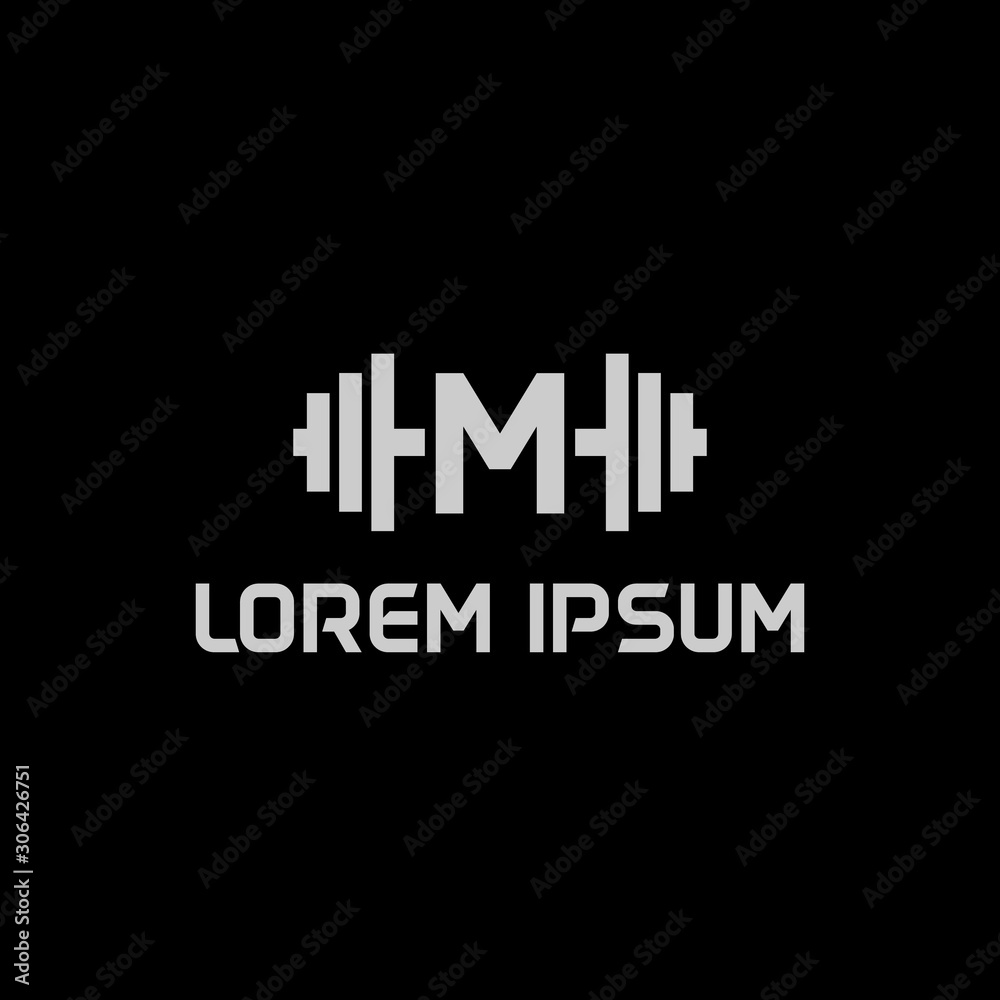 stock design vector initial letter m fitness icon logo template stock design vector initial letter m fitness icon logo template