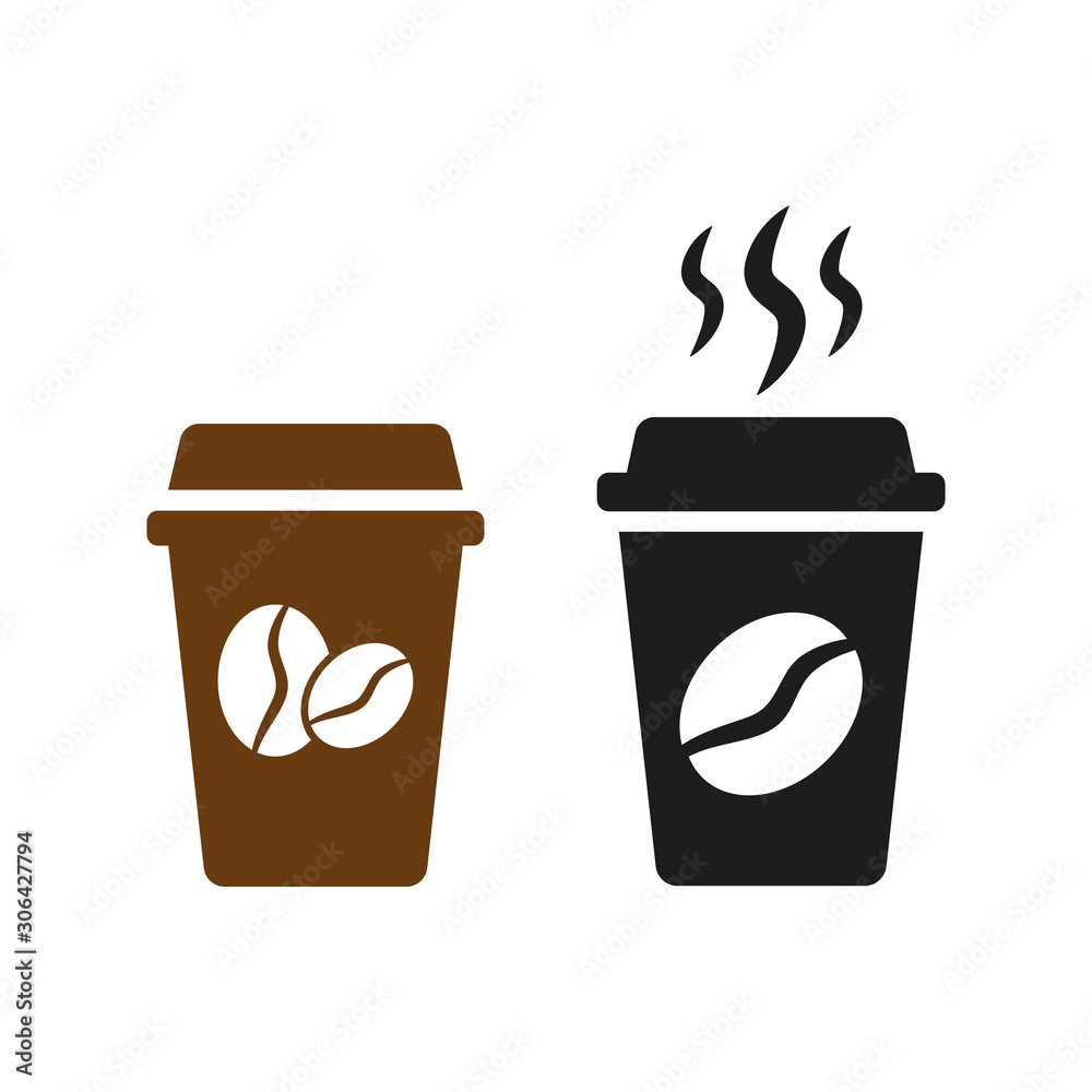 Disposable coffee cup icons on white background. Disposable coffee cup icons on white background.