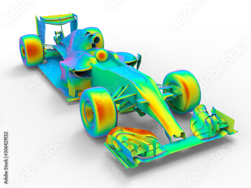 3D rendering - isolated FEA study of a racing car