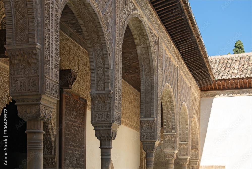 Nasrid moresque palace of Alhambra. The palace is UNESCO World Heritage and the official number one travel destination of Spain.