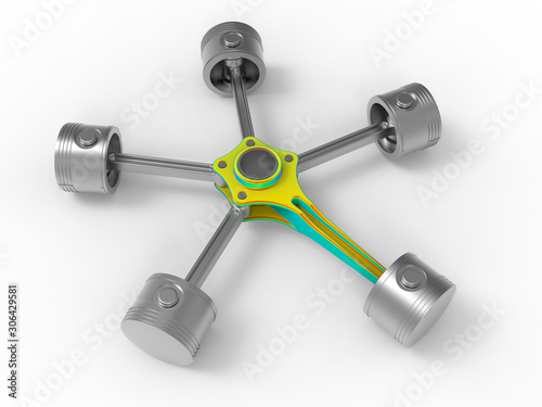 3D rendering - radial engine finite element analysis photo