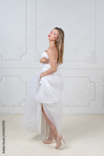 fashion portrait of young elegant woman. Studio shot