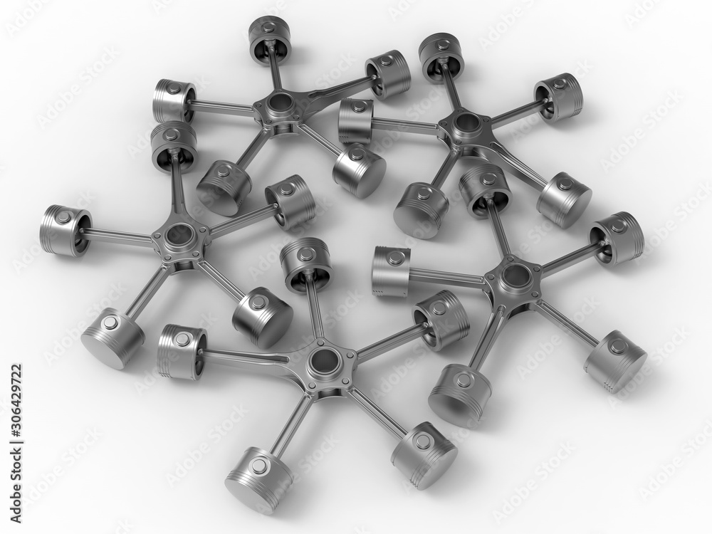 3D rendering - Aircraft radial engine pistons 3D rendering - Aircraft radial engine pistons