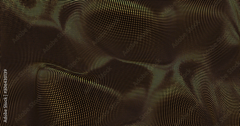 Gold sparkly satin background. Glamour satin texture 3D rendering .