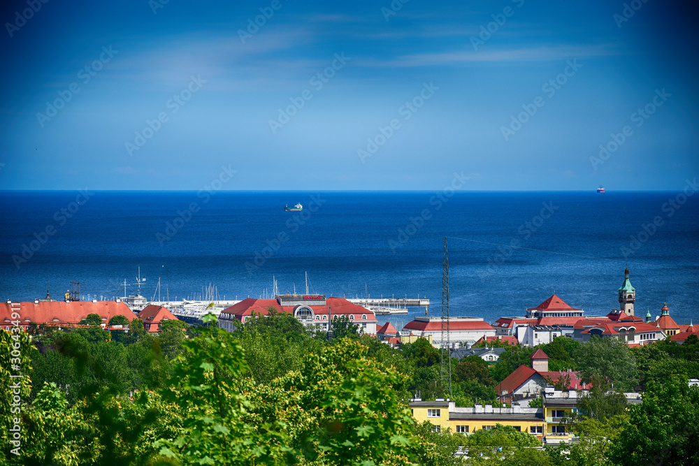  colorful view from the vantage point of the spring city of Sopot in Poland and the Baltic Sea