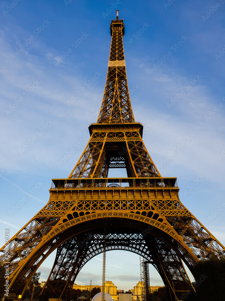View from below of Eiffel tower in Paris View from below of Eiffel tower in Paris