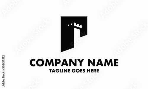 Letter P With Castle Vector Royalty Logo Design Inspirations