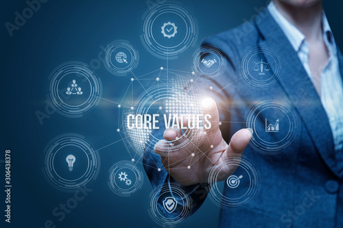 Принти на полотні Businesswoman clicks on the structure of the core values .