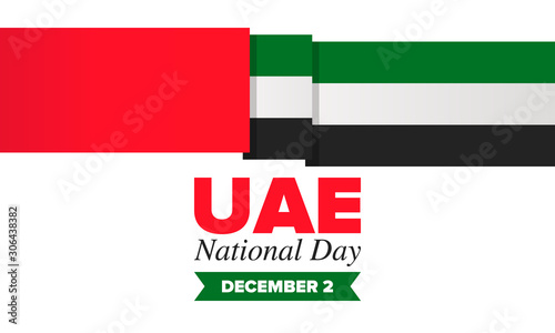 National Day in United Arab Emirates. National happy holiday, celebrated annual in December 2. UAE flag. Patriotic elements. Poster, card, banner and background. Vector illustration