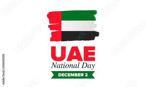 National Day in United Arab Emirates. National happy holiday, celebrated annual in December 2. UAE flag. Patriotic elements. Poster, card, banner and background. Vector illustration