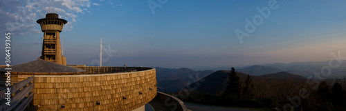 The lookout tower at Brasstown Bald bathed in late afternoon light. photo