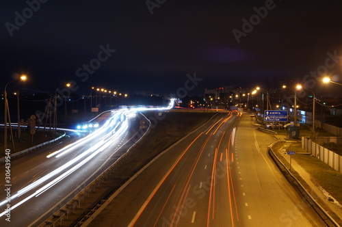 traffic in the city at night