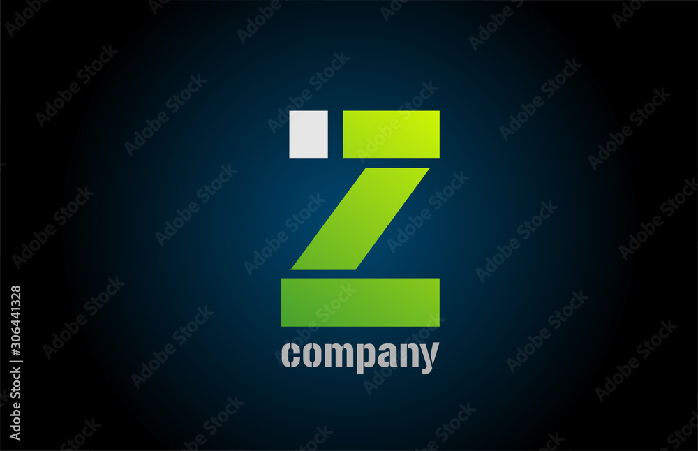 Obraz premium blue green white logo z alphabet letter design icon for company