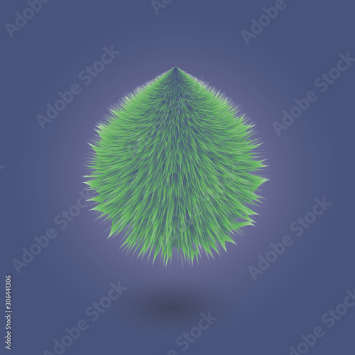 Cute realistic hair fur ball. Vector illustration  made in 3d style. Colorful toy isolated on background 