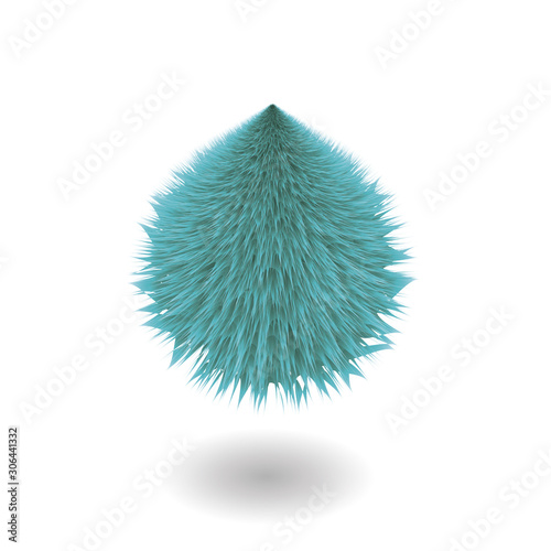 Cute realistic hair fur ball. Vector illustration  made in 3d style. Colorful toy isolated on background 