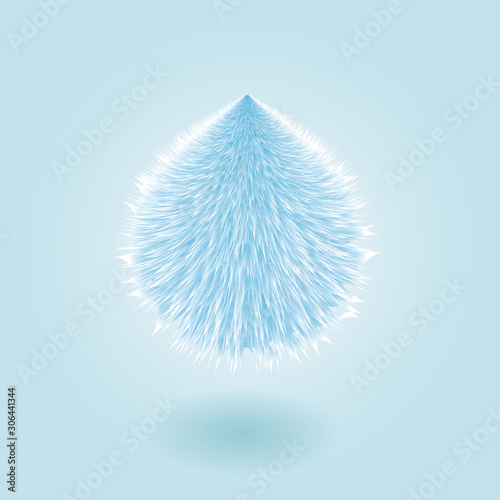Cute realistic hair fur ball. Vector illustration  made in 3d style. Colorful toy isolated on background 