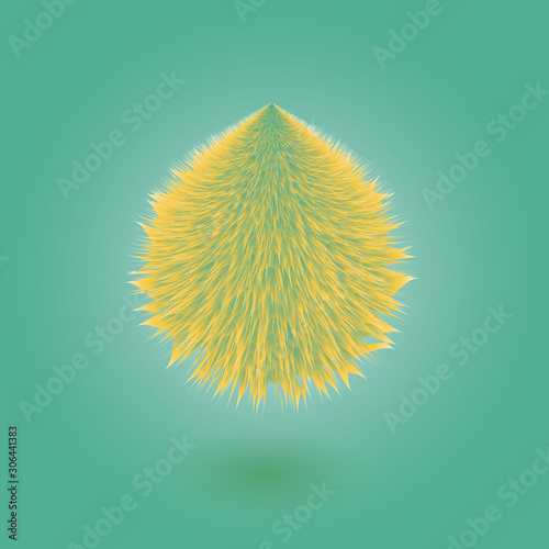 Cute realistic hair fur ball. Vector illustration  made in 3d style. Colorful toy isolated on background 