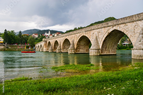 The Mehmed Pasa Sokolovic Bridge over the Drina River, Bosnia and Herzegovina.