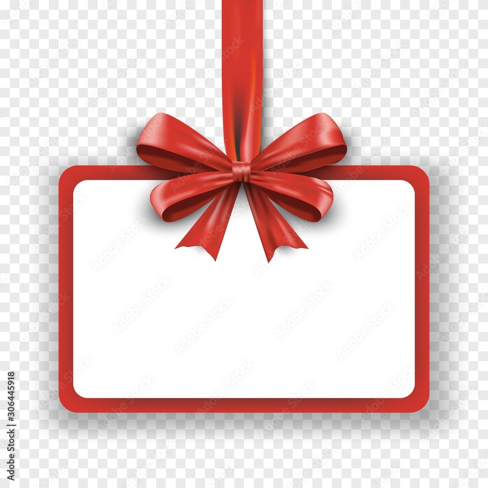 Gift card with ribbon and satin red bow on tranparent background PNG.png -  Similar PNG