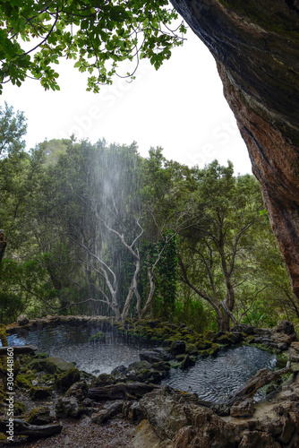 waterfall in forest  mallorca  island  spain