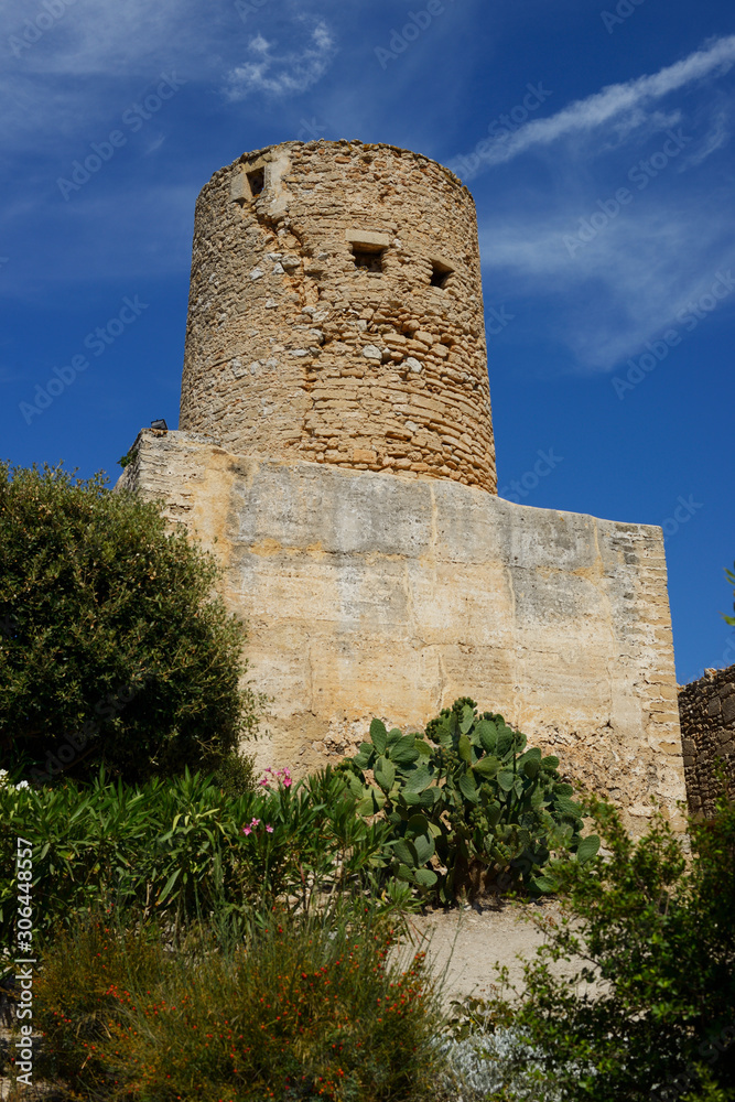 tower of castle, mallorca, island, spain