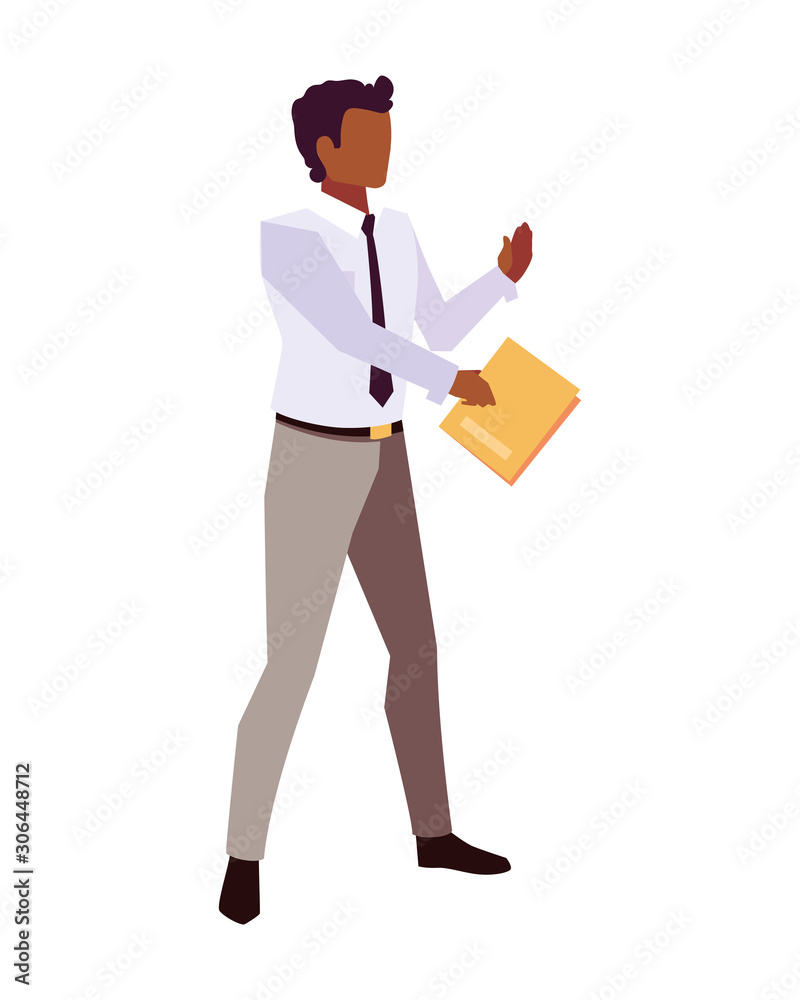 businessman with book in hand on white background
