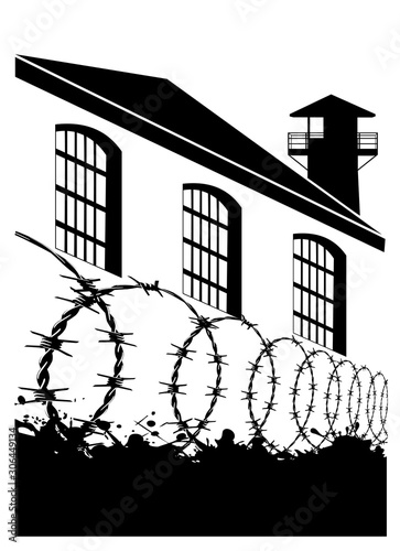 monochrome silhouette of a prison vector illustration