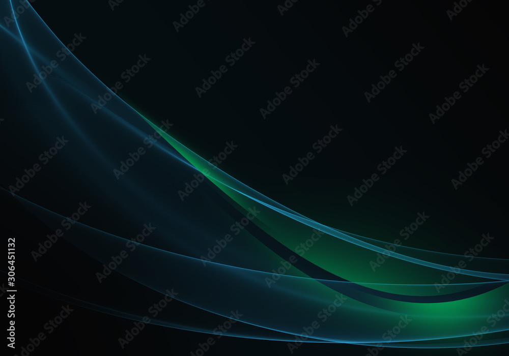 Fototapeta premium Abstract background waves. Black, green and blue abstract background for wallpaper oder business card