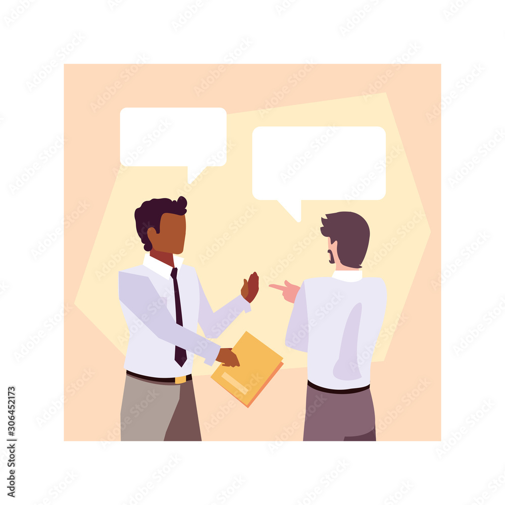 businessmen in the work office with speech bubble , business professional men businessmen in the work office with speech bubble , business professional men