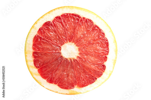 Grapefruit isolate, slice citrus on a white background in clipping