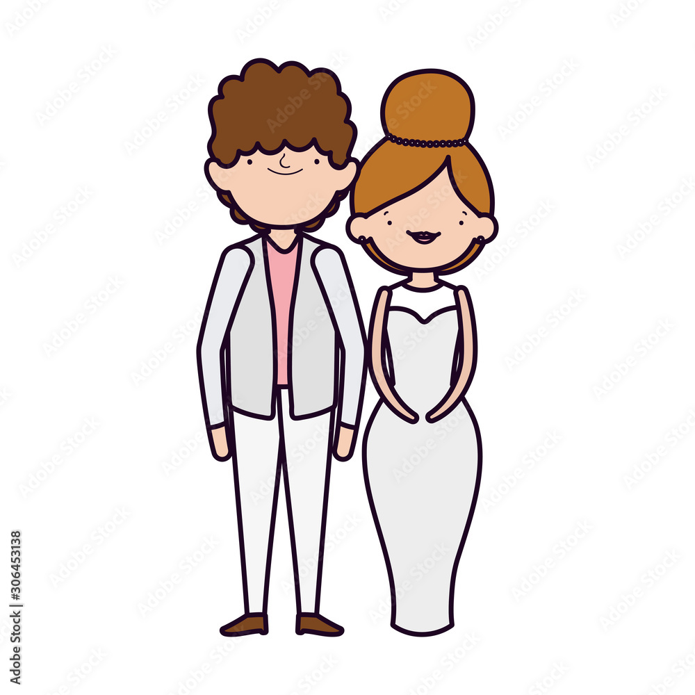 wedding couple, bride and groom in elegant suits cartoon wedding couple, bride and groom in elegant suits cartoon