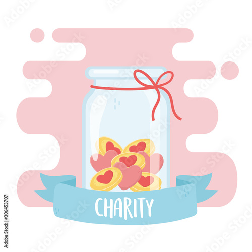 volunteering, help charity jar glass with coins love