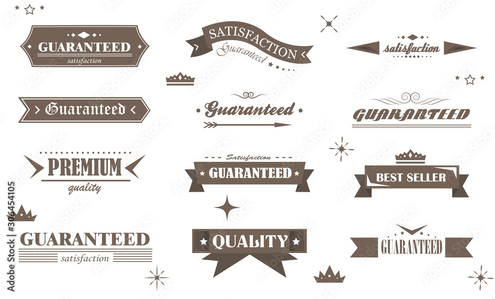 Retro Banner And Ribbon Design Elements. Retro Banners And Labels In Vintage Style. Logo Set Isolated On White Background.Vector For Ribbon Logo, Label And Banner.Icons for Badge,Stamp And Seal Design