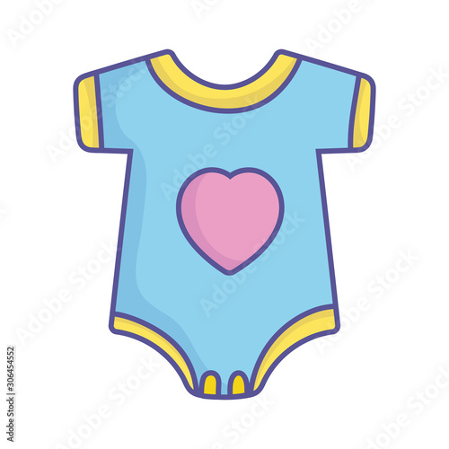 baby shower blue bodysuit with heart clothes icon