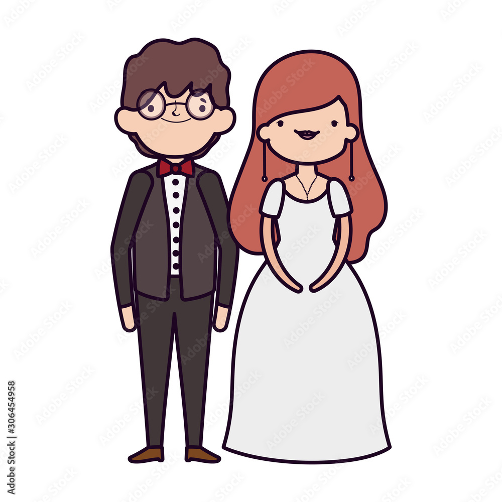 wedding couple, bride and groom in elegant suits cartoon wedding couple, bride and groom in elegant suits cartoon