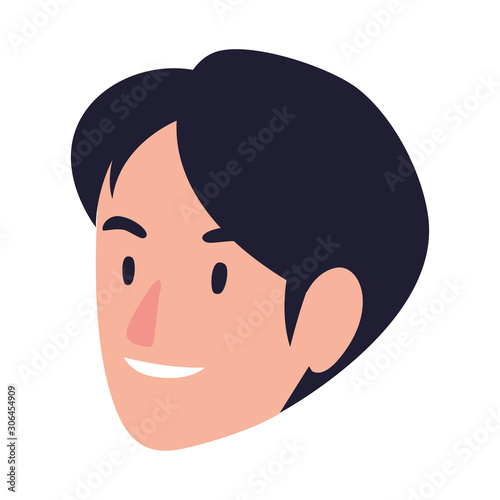 head of man smiling on white background