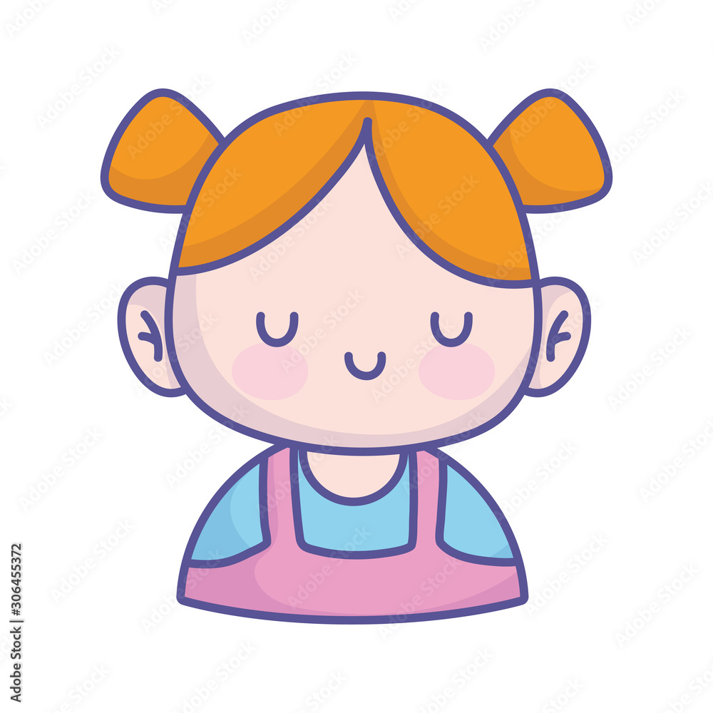 baby shower cute little girl with ponytails hair icon baby shower cute little girl with ponytails hair icon