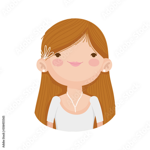 wedding bride woman elegant dress cartoon character portrait